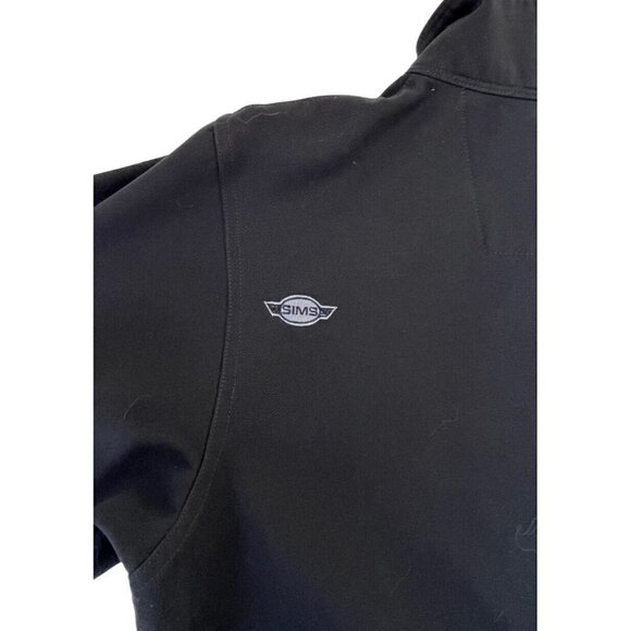 Sims Women's Sz L Black Full Zip Varsity Jacket Gray Striped Ribbed Cuffs & Hem - Picture 9 of 11